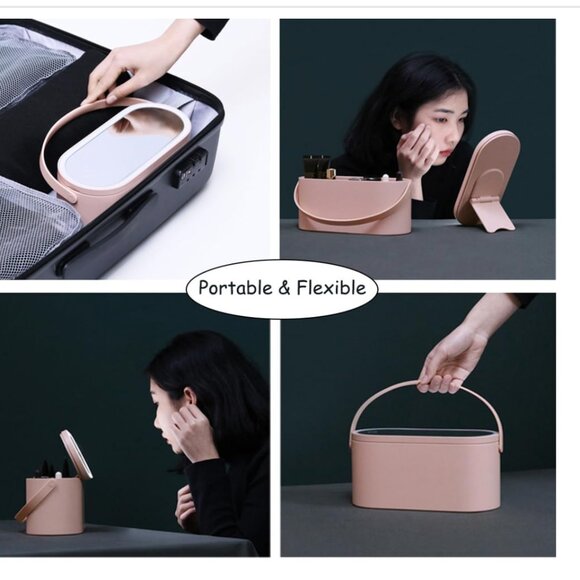 2025 Makeup Case with Mirror, Portable Cosmetics Box with LED Lighted Mirror - Picture 4 of 9
